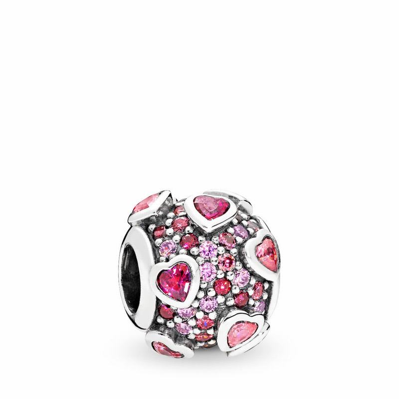 Pandora Explosion Of Love Charm Ireland - Sterling Silver/Pink/Cubic Zirconia - 450382OYE